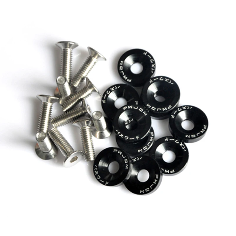 

10pk M6 Anodized Aluminum Alloy Fender Bumper Engine Dress Up Washers & Bolts