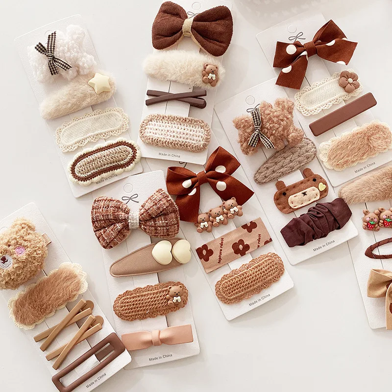 

1 Set Hot Winter Cute Fur Hairpin Kids Girls Bowknot Hair Clips Bows Barrette Pins Accessories Cartoon Baby Hairclip Headdress