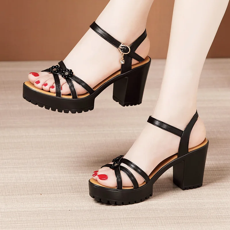 

Chunky Heel Platform Sandals Women's Shoes Summer 2022 Elegant High Heel Sandals Women's Office Party Sandals Large Size 32-43