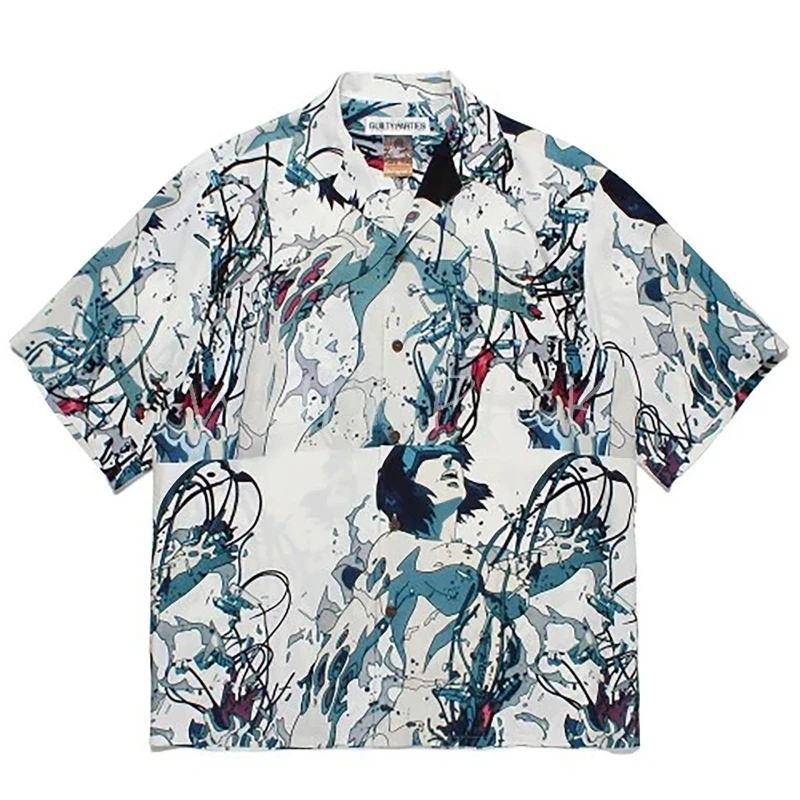 

High Quality Digital Comic Pattern Wacko Maria Shirt Men Women Hawaiian Shirts Tee Hip Hop