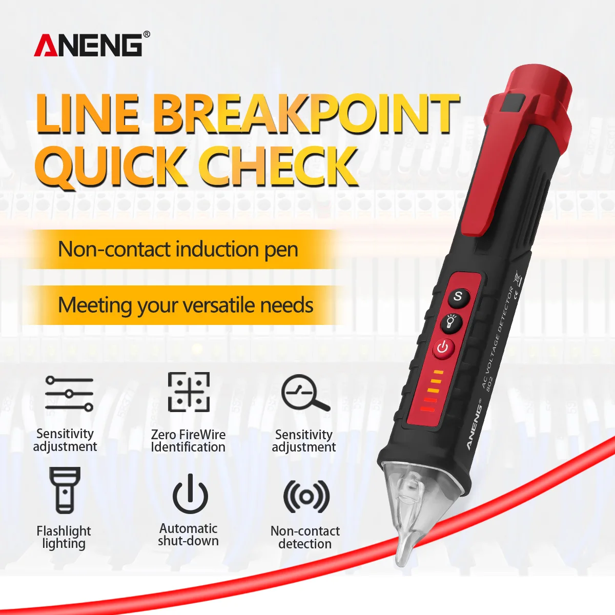 

Бесконтактный детектор напряжения переменного тока ANENG, тестер VD802, электрический индикатор в виде ручки, светодиодный измеритель напряжен...
