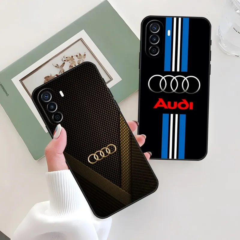 

Luxury Audi Sports Car Logo Phone Case For Huawei P50 P30Pro P40 P20 P10 P9 Y7 Y9S Lite Honor X8 X7 70 Pro Psmart Cover