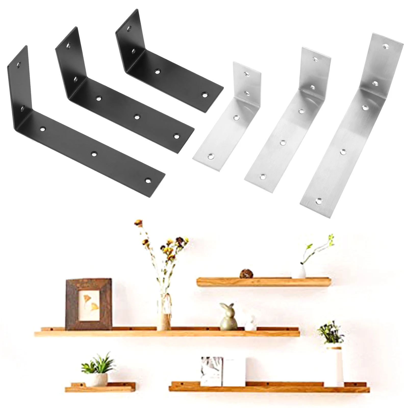

2Pcs L Corner Brackets for Hanging Shelving Tool Plant Bookshelf Furniture Support Fix Wooden Board Hardware Accessories
