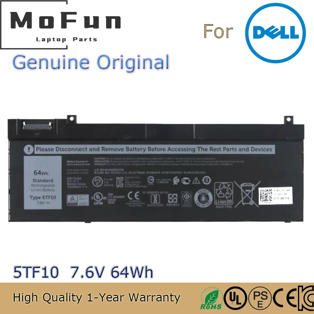 Совершенно новый оригинальный 5TF10 7 6 V 64Wh Аккумулятор для ноутбука Dell Precision 7730 7740