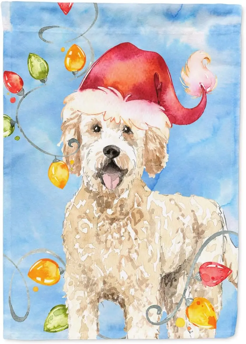 Carolines Treasures CK2478GF Рождественские огни Goldendoodle Садовый флаг Почтовый ящик Флаг