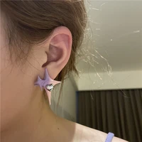 pink and purple gradient design sense three dimensional overlapping stars love earrings female temperament cool earrings