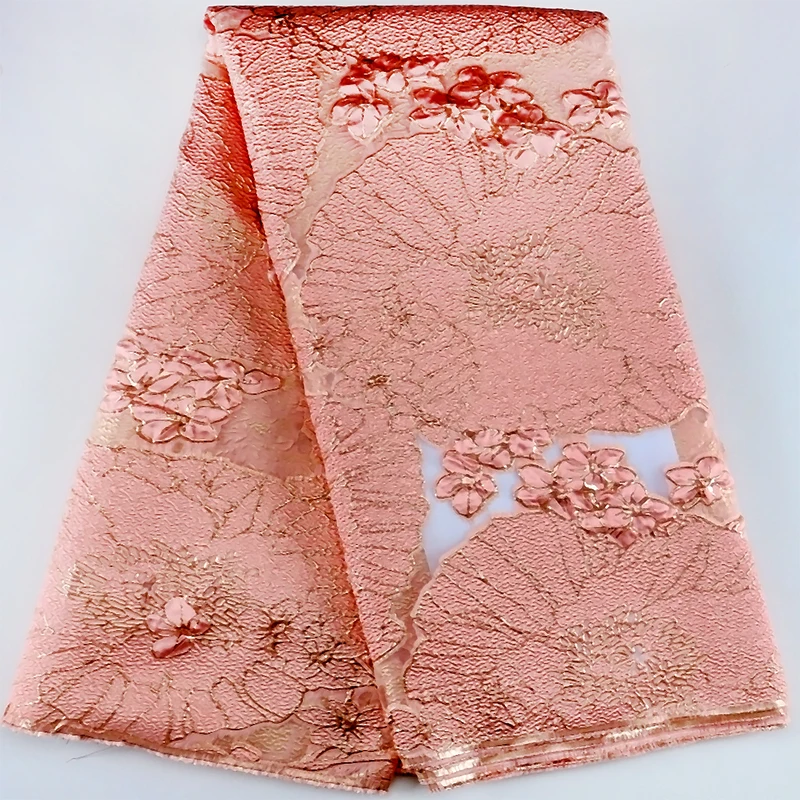 

New Arrival African Satin Brocade Lace Fabric 2023 Hight Qualiy Nigerian Gilding Jacquard Lace Fabric For Women Party Cloth Dres