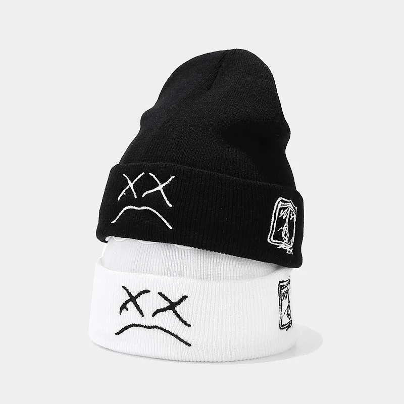 

Crying Embroidery Skullies Beanies for Men Women's Knitted Hat Scully Beanie Hats-f-knitted Hats Skullies Bonnets Caps Apparel