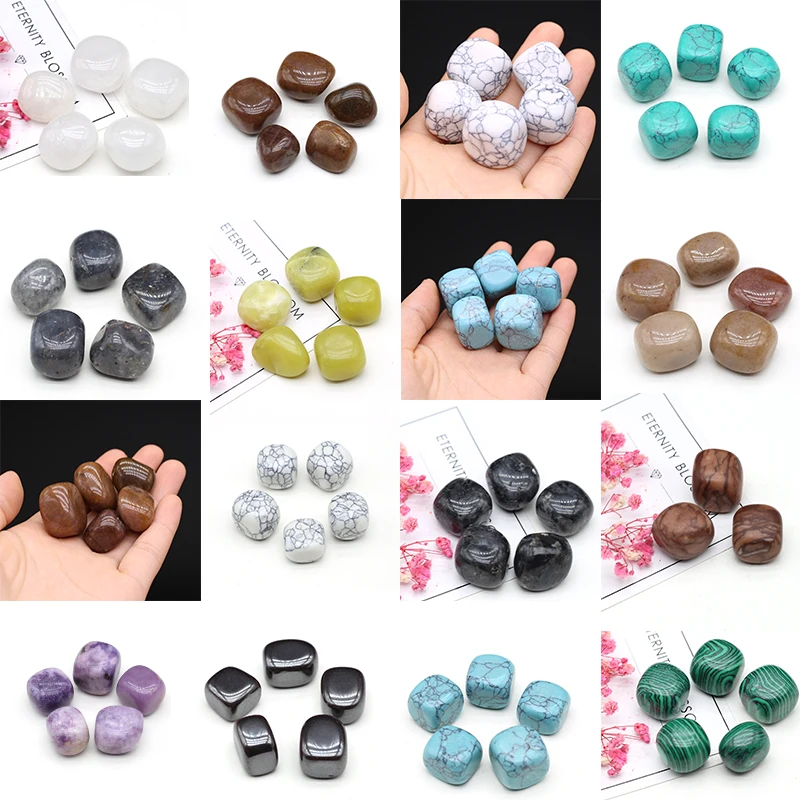 

1PCIrregular Square Ornament Polished Stone Beads Natural Mineral Reiki Chakra Ore Making DIY Garden Fish Tank Home Decor18x22mm