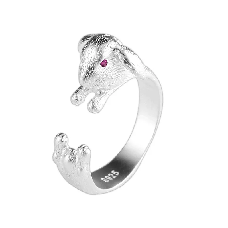 

JZ234 ZFSILVER Silver S925 Fashion Trendy Design Simple Cute Lovely Creatived Rabbit Rings For Girls Women Wedding Party Jewelry