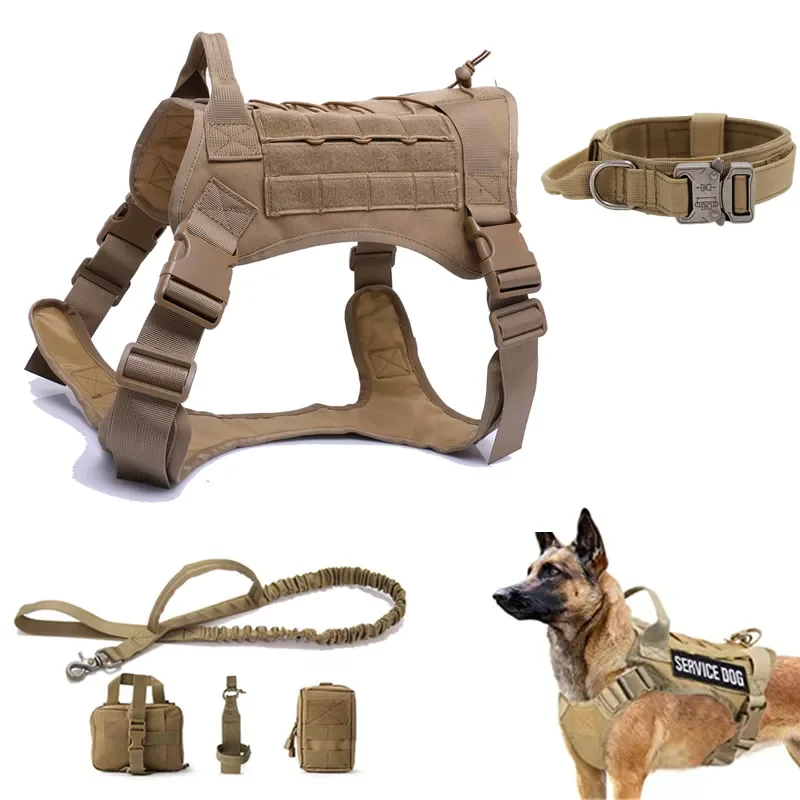 

Tactical Military Vest K9 Pet Outdoor Training Vest Dog Harness and Leash Set With Collar for Medium Large Dogs German Shepherd