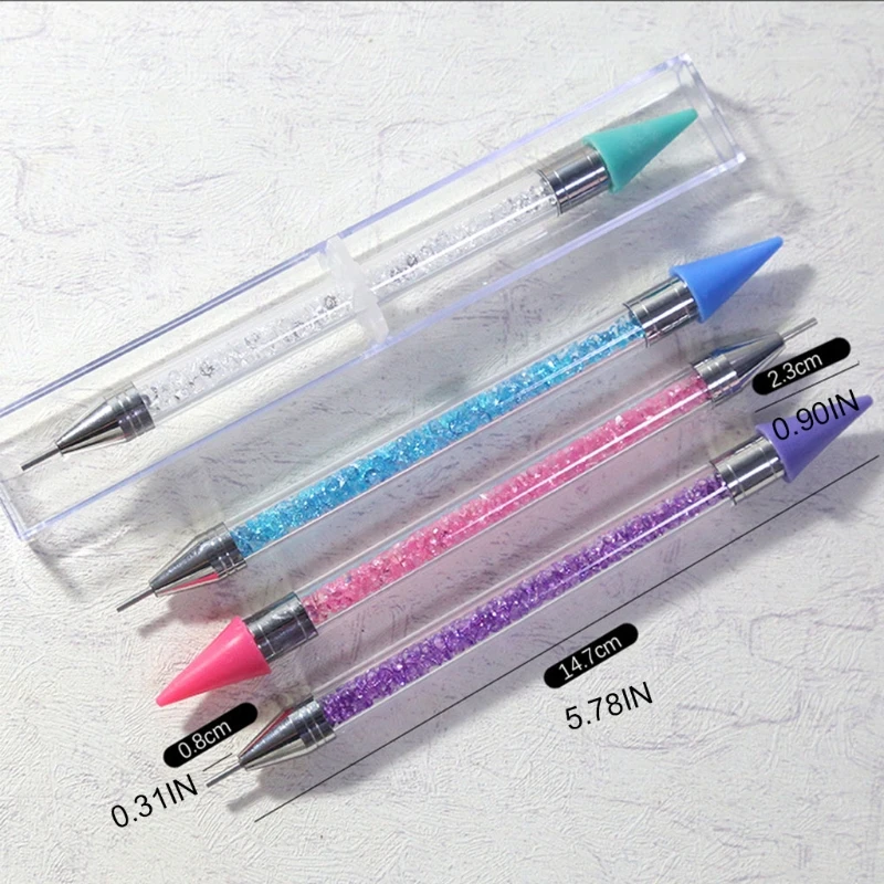 

Dual-ended Nail Dotting Painting Pen Crystal Beads Handle Rhinestone Studs Picker Wax Pencil Manicure Nail Art Tools