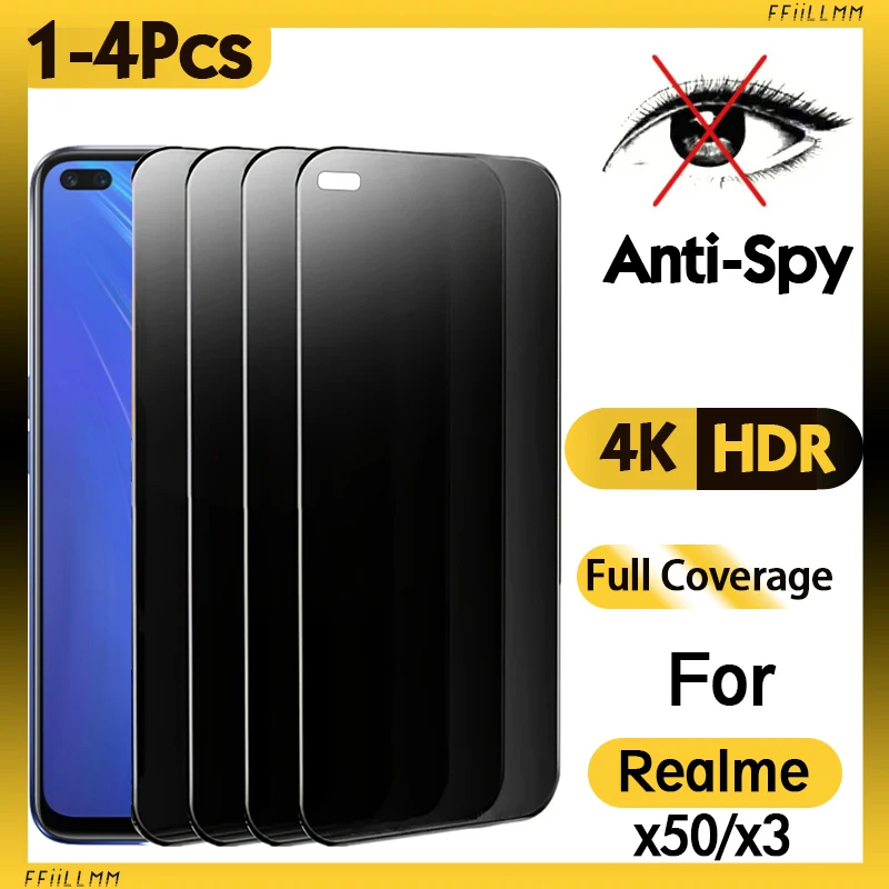 1-4 Pieces! Anti-spy Glass Tempered Glass Screen Protector For Realme X50 X3 Anti-spy Privacy Film For Realme X3 SuperZoom