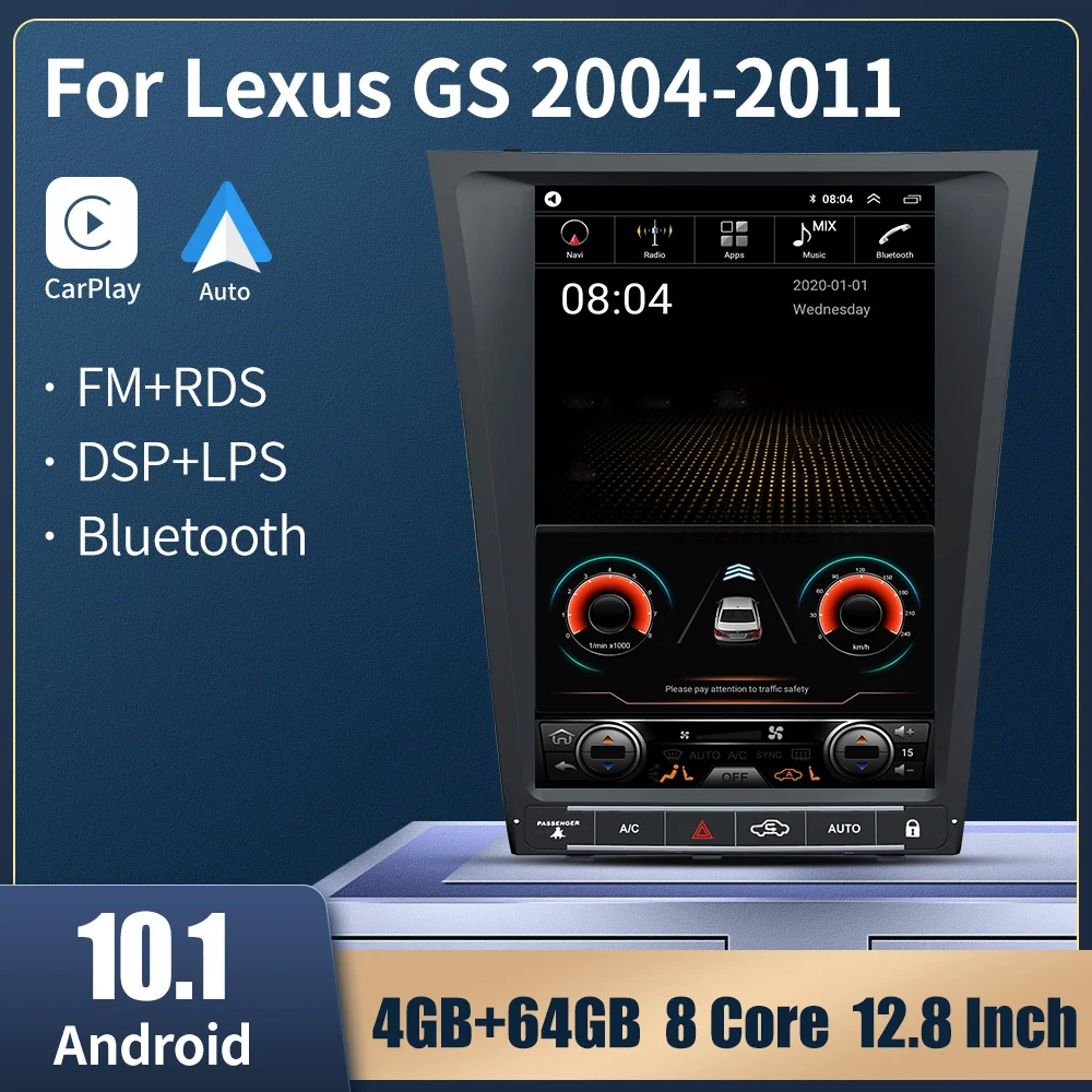

Android 10 Car Radio For Lexus GS GS300 GS350 GS400 GS430 GS450H GS460 Car Stereo GPS Autoradio Navigation Vertical Screen 2Din