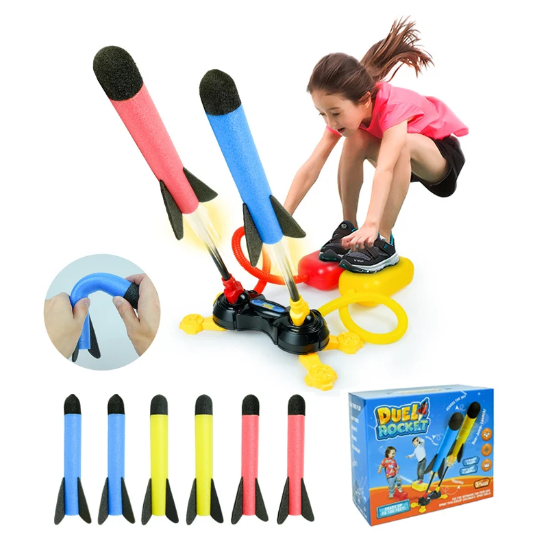 

Children Outdoor Rocket Launcher Toys Foot Launcher Jump Toys Eva Foam Cotton Soaring Rocket Sports Toy Game Play For Kids