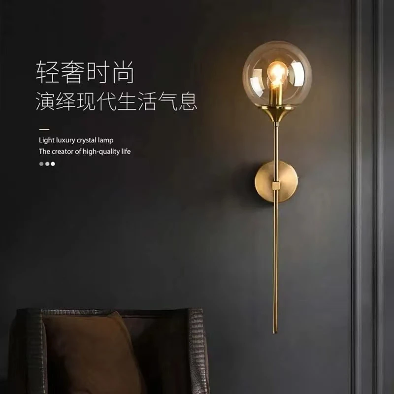 

Modern Led Wall Lamp Nordic Glass Ball Wall Light for Living Room Bedroom Bedside Study Corridor Background Home Decor Wall Lamp