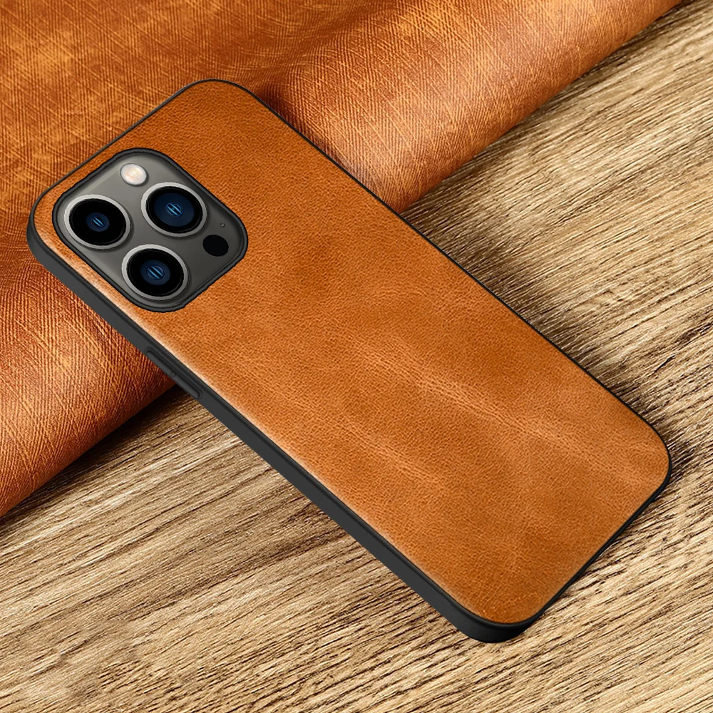 

LANGSIDI Luxury Retro Cowhide Shockproof leather case For Iphone 13 pro max 13pro 12 13 mini 11 xr xs max 7 8 Protective cover