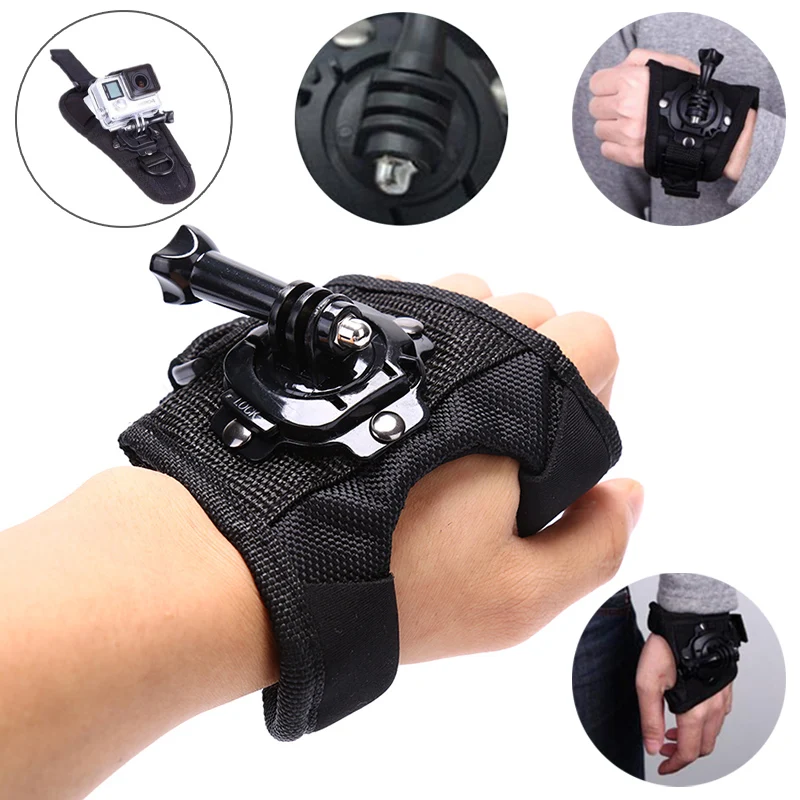 360 Degrees Wrist Band Arm Strap Belt Tripod Mount for GoPro Hero 8/7/6/5/4/3+/2 Camera Fist Adapter Band for Go Pro Accessories