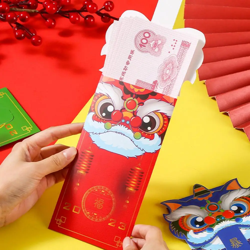 

4 шт., конверты для денег на удачу со словами благословения, красные конверты на новый год, 2023 Год Кролика, карманы для денег на удачу