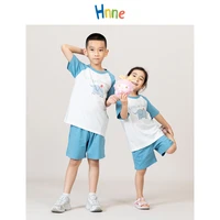 hnne 2022 summer new kids clothes tops shorts set unisex boys girls playwear cartoon print childrens t shirts outfits
