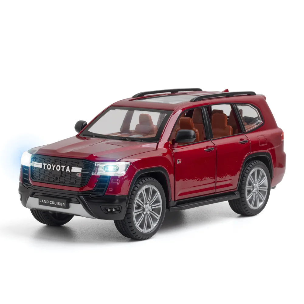 

1:24 Diecast Toy Vehicle Simulation Toyotas Land Cruiser GT Alloy Car Model Sound And Light Metal Pull Back Cars Kids Boys Gift