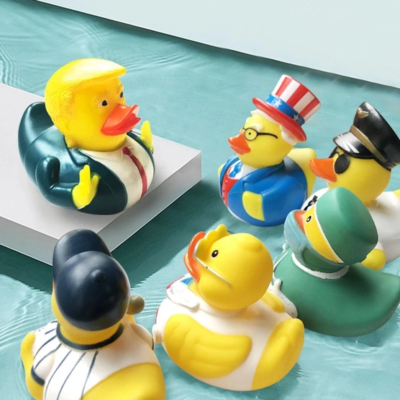

Children'sToy Rubber Duck Baby Bath Toys Us President Trump Funny Duck Sound Squeaky Bathly Shower Waterfloating Dabbling Ducks