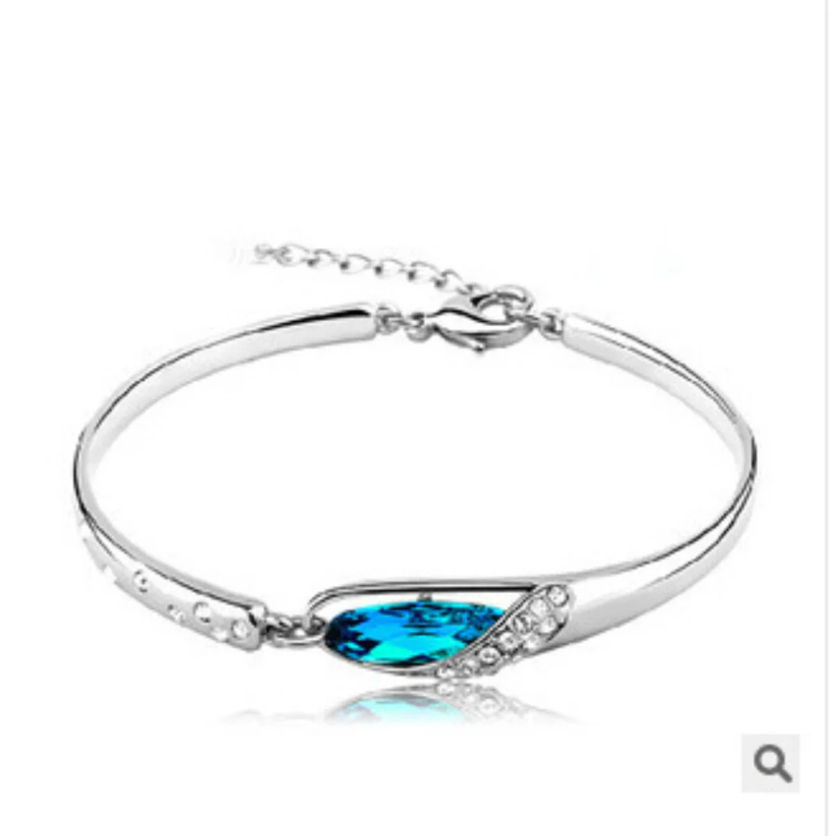 Стеклянный браслет для обуви посеребренный с австрийскими кристаллами