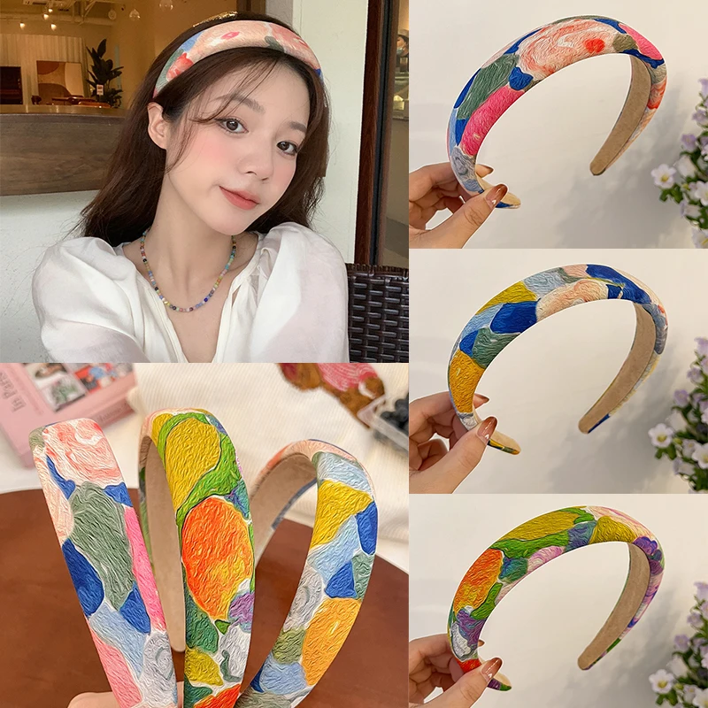 

2022 Korean High Sense of Relief Color Girl Hair Hoop Daily Sweet Ornaments Versatile Pressure Accessories for Women Headbands