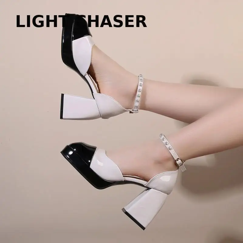Spring Women Brand Pumps Shoes Sexy Thick Women's High Heels Big Size 42 Platform Black Dress Party Wedding Shoes Woman Sandals