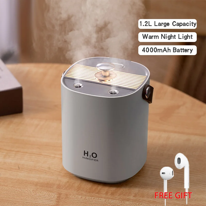 

Humidifier Air Purifier Aroma Diffuser Portable 4000mAh 1.2L Large Capacity Safe Home Humidifier With Night Light