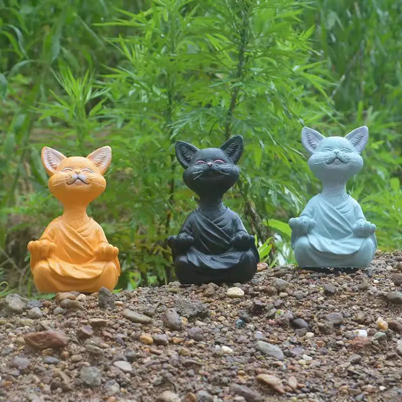 

Статуэтка кошки, медитация, Йога, медитация, полимерное ремесло, украшение для кота, подарок для влюбленных, сидящая фигурка кошки дзен, инте...