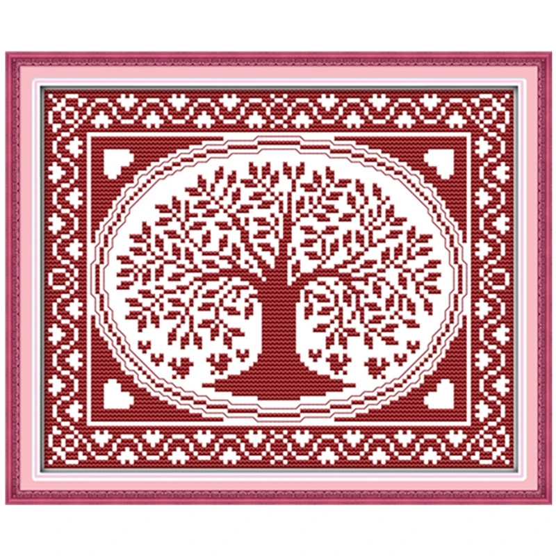 The oval happiness tree Needlework Stitch DIY 18ct 14CT 11ct canvas cotton silk CXC Embroidery Kits Count Cross-Stitching