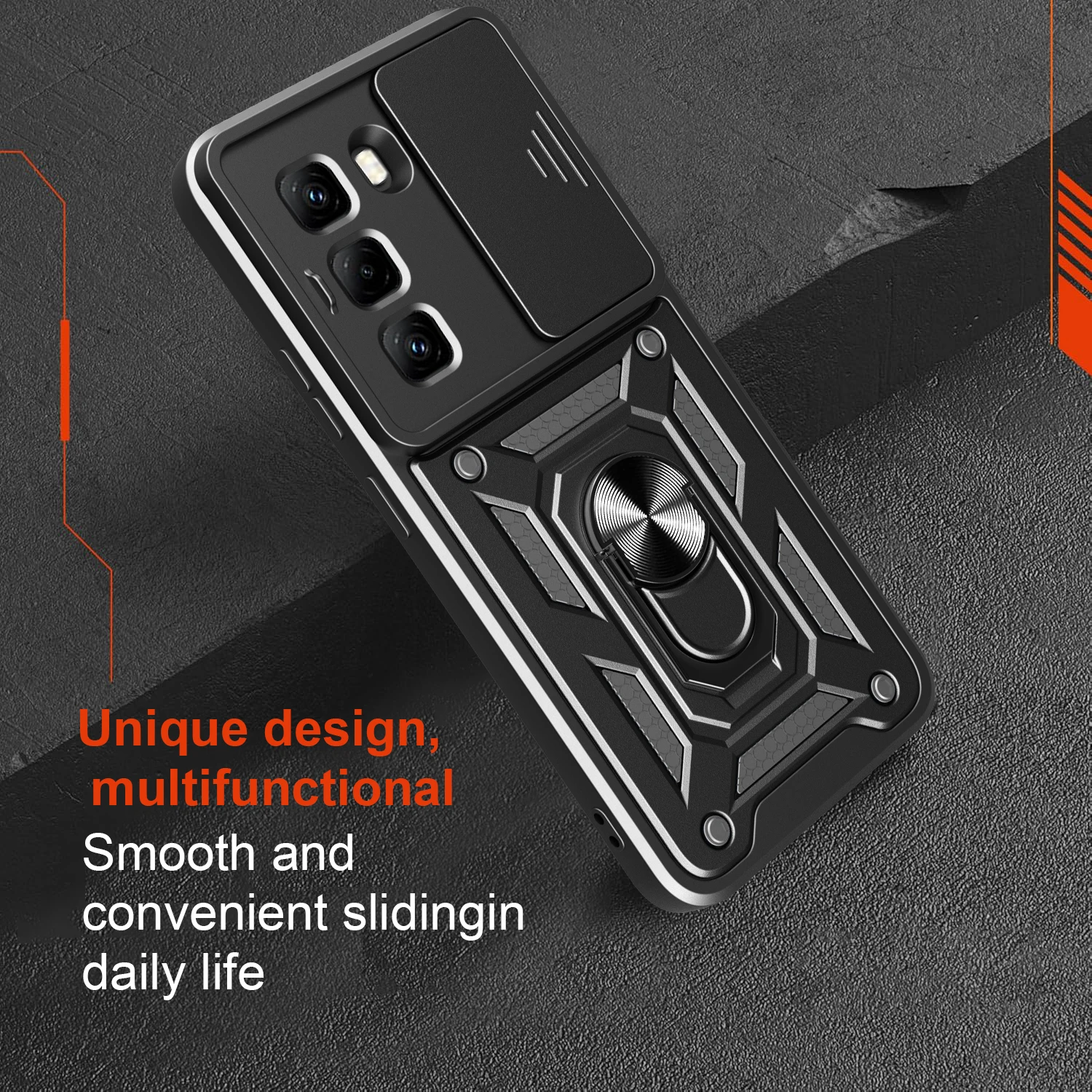 Armor Funda для Infinix Hot 50 Pro 4G Чехол слайд-камера Защитное кольцо-подставка 5G 50Pro Plus Capa