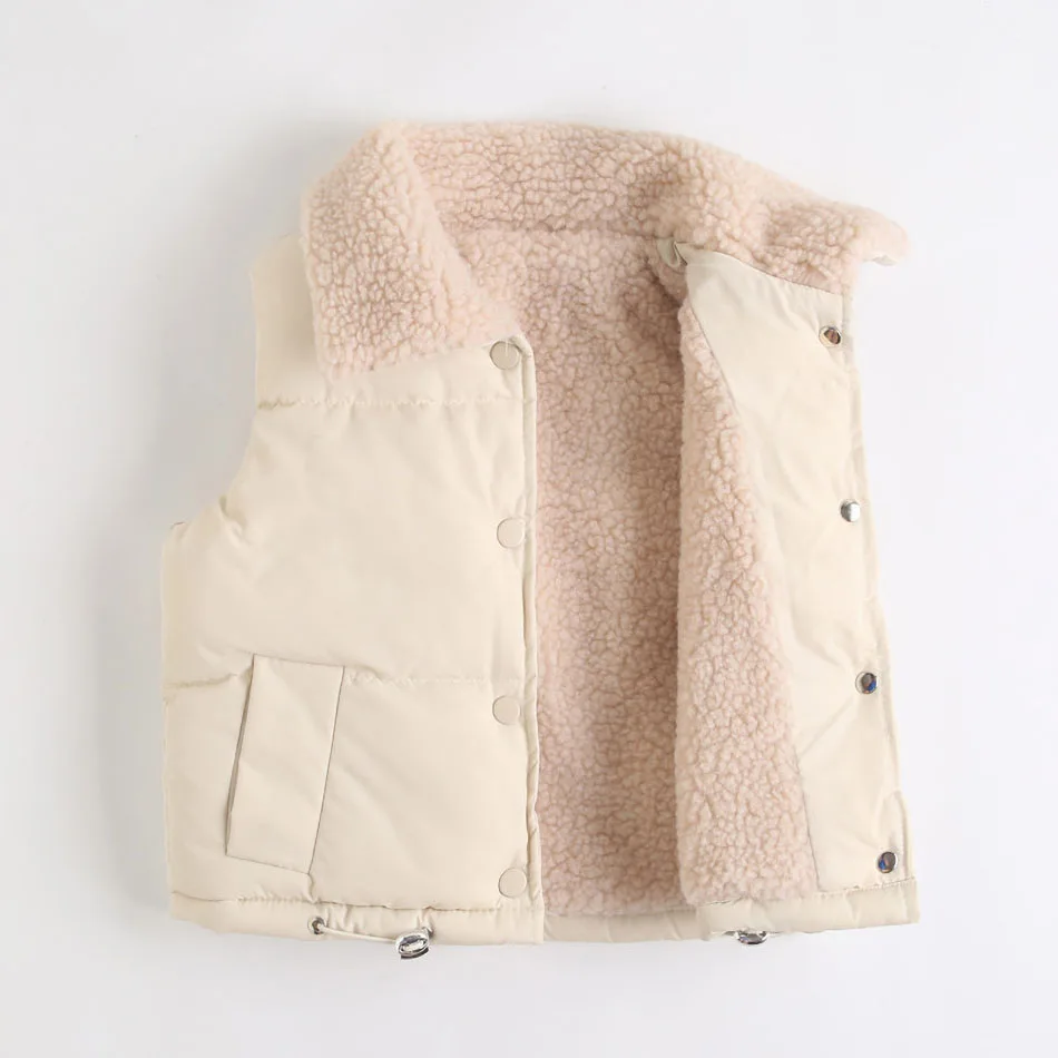 

1-6 Year Children Clothes Kids Fleece Tops Unisex Winter Outerwear Boy Girl Turn Down Warm Jacket 2022 Korean Casual Puffer Vest