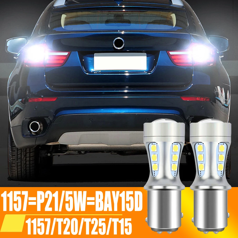 2 шт., Автомобильные светодиодные лампы Canbus 1156 BAY15D 1157 P21/5W T15 R5W 6500K