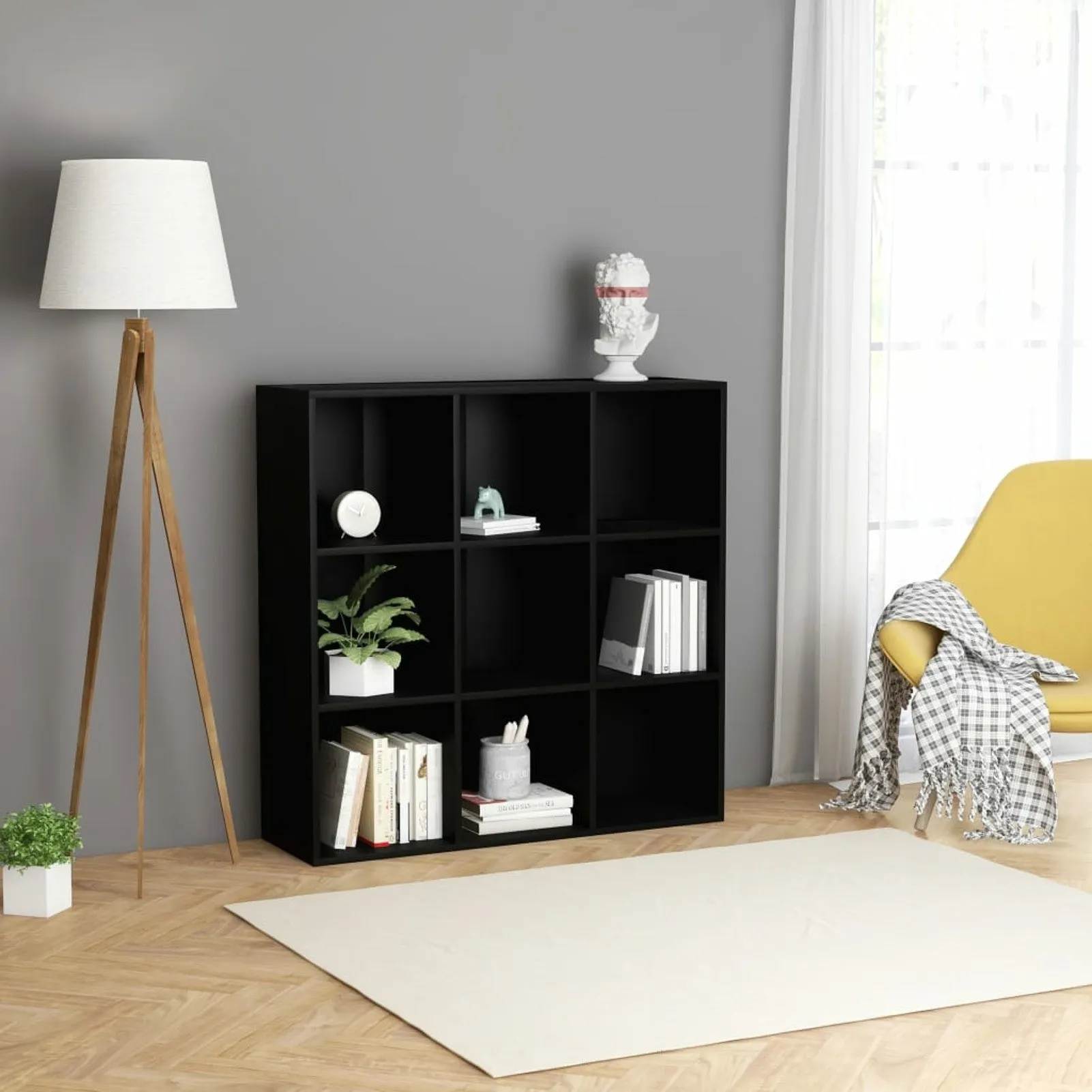 

Черный шкаф для книг из ДСП 38,6x11,8x38,6 дюйма