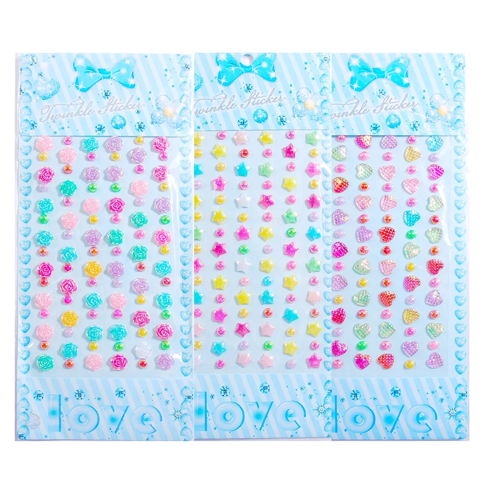 

High Quality Gradient Ab Colorful Acrylic Stickers for Children's Handmade Creative Reward Gypsophila Diamond Stickers
