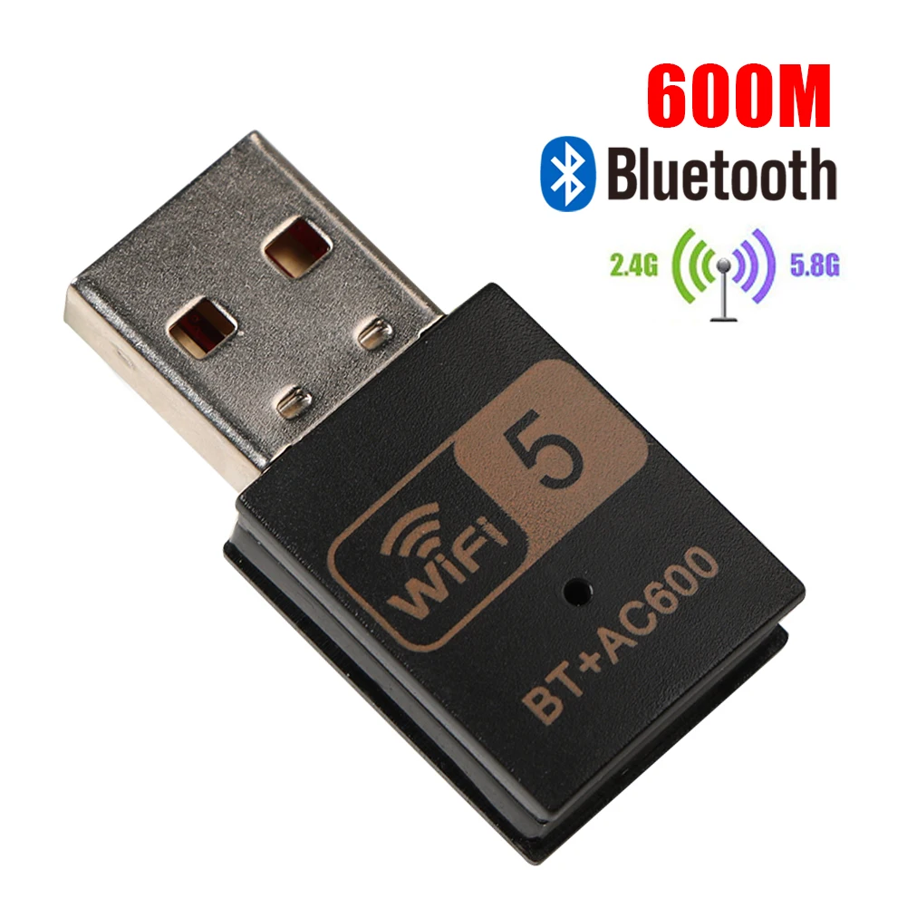 2-in-1 USB Bluetooth-compatible Adapter 600Mbps Dual Band 2.4/5Ghz Wireless External Receiver WiFi Dongle for PC/Laptop/Desktop |