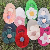 children new candy color non slip floor socks sweet five petal flower solid color breathable cotton socks baby socks