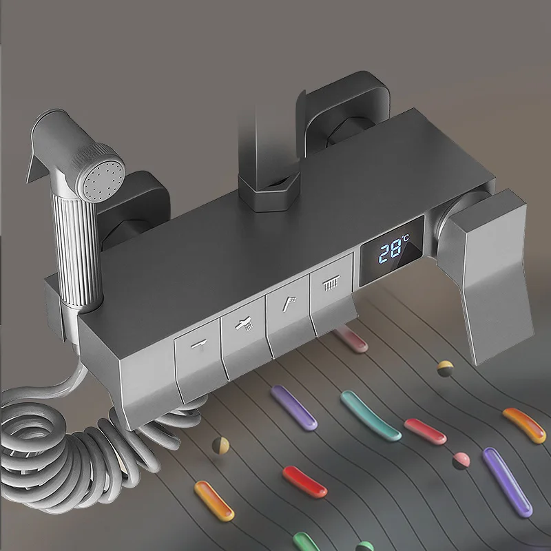 Полностью медный смеситель для душа с серым пианино-клавишами Звездный цвет