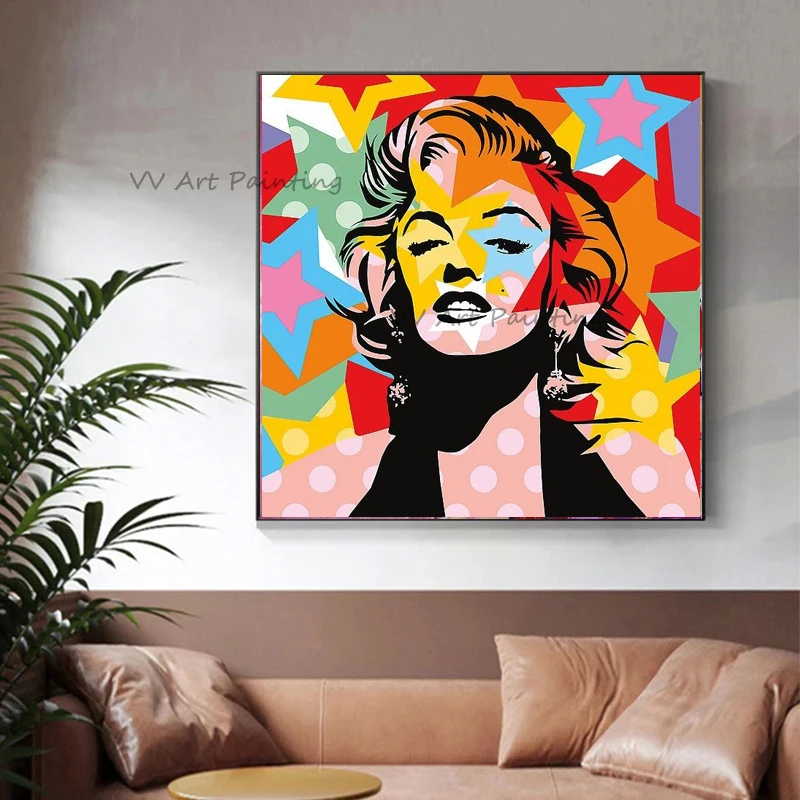

The Marilyn Monroe 100%Handpainted Figure Oil Painting Wall Pictures for Living Room Decor Graph Sexy Woman Face Mural Picture