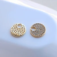 14k gold covered diy accessories round pendant inlaid with zircon round player string necklace pendant new manual accessories
