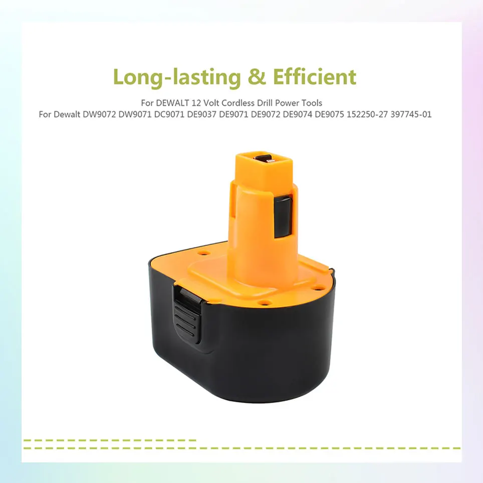 

2022 12800mAh DC9071 Replacement DeWalt 12V XRP Battery DW9071 DW9072 DW907K, DW907, DW904, DW053, DW 953, DCX220A2, DCD945B2