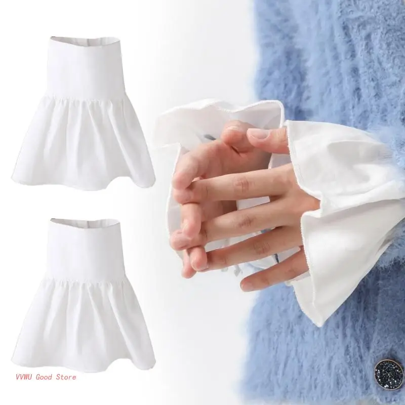 

Crumpled Pleated Sleeve False Cuffs Solid Color Sleeve Detachable Accessories