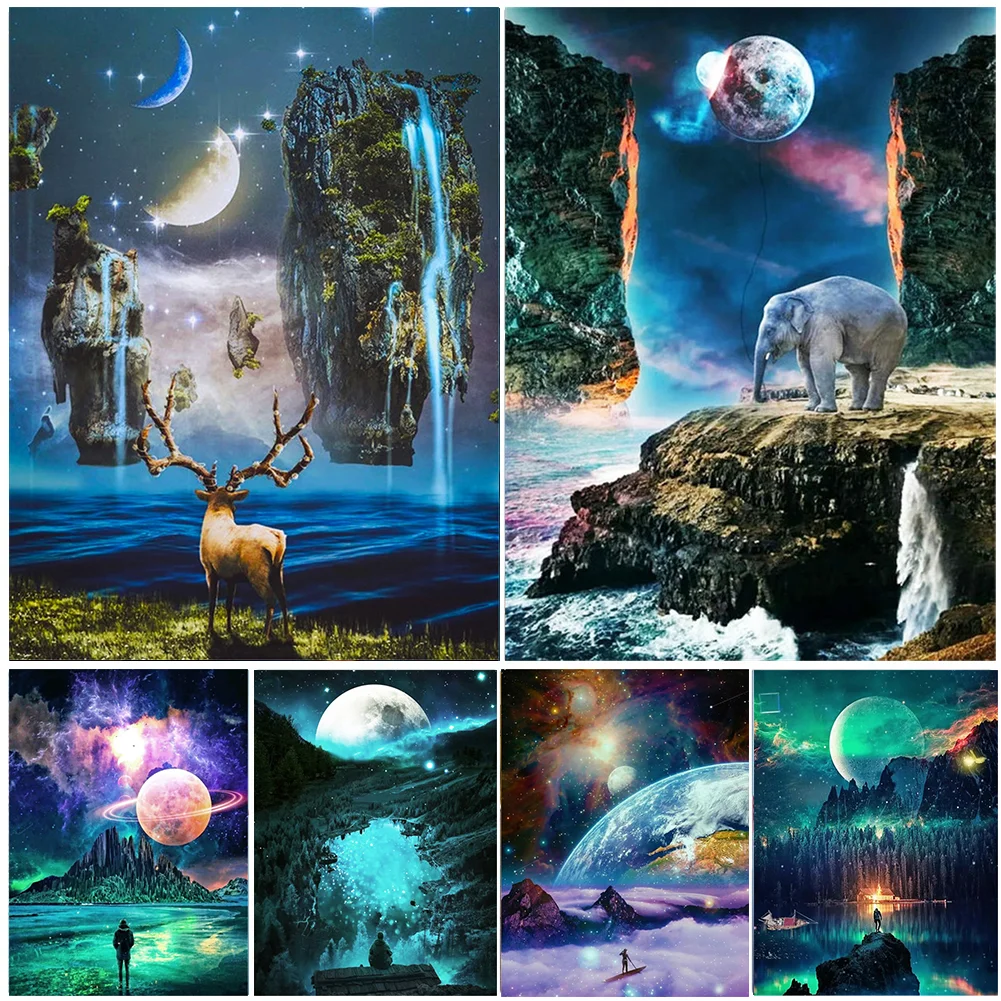 

Алмазная 5D картина «сделай сам», бриллиантовая живопись дневной свет, полная вышивка, мозаика в виде слона, Набор для вышивки крестиком, дом...