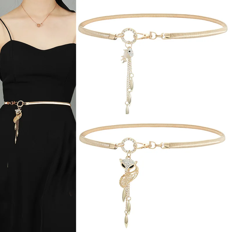 

Women Fashion Rhinestone Tassel Keychain Belt Bohemia Dress Waist Chain Corset Waistband Clothes Accessories Decoration jewelry