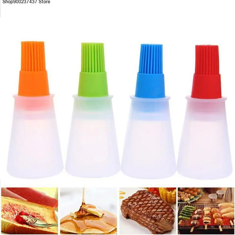 

Silicone Oil Bottle With Brush Portable Baking BBQ Basting Brush Pastry Oil Brush Kitchen Baking Honey Oil barbecue Tool Gadgets