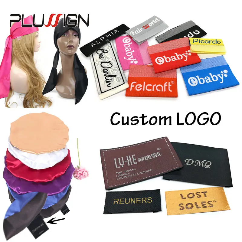 Wholesale 500Pcs Custom Cloth Hair Tag With Logo Washable Sewing Lable Handmake Tags With Personalized Name Cotton Wig Lables