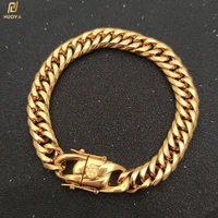 nuoya new design men 7mm9 5mm hip hop jewelry 18k plated gold miami stainless steel cuban link bracelet