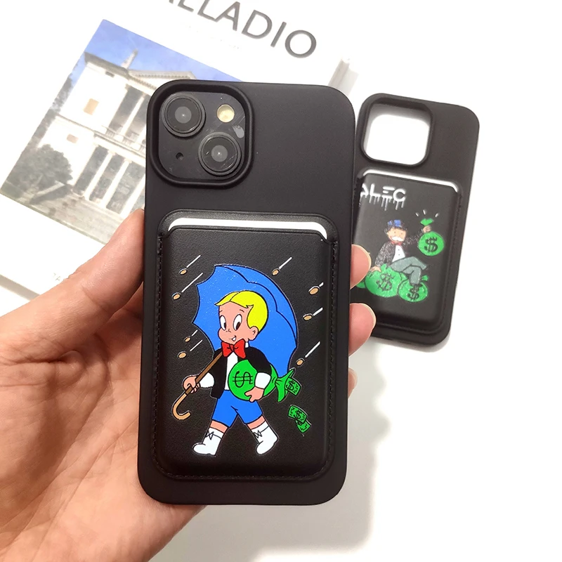 Роскошный обновленный магнитный чехол-бумажник для телефона Dollar MonopolyS iPhone14 Pro Max 11